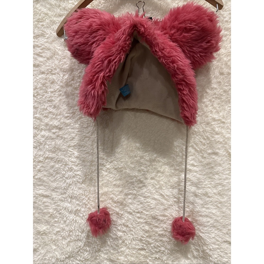 FREAKS AND FRIENDS Plushy Furry Fuzzy Hat Ears Costume One Size Hot Pink Pom Pom